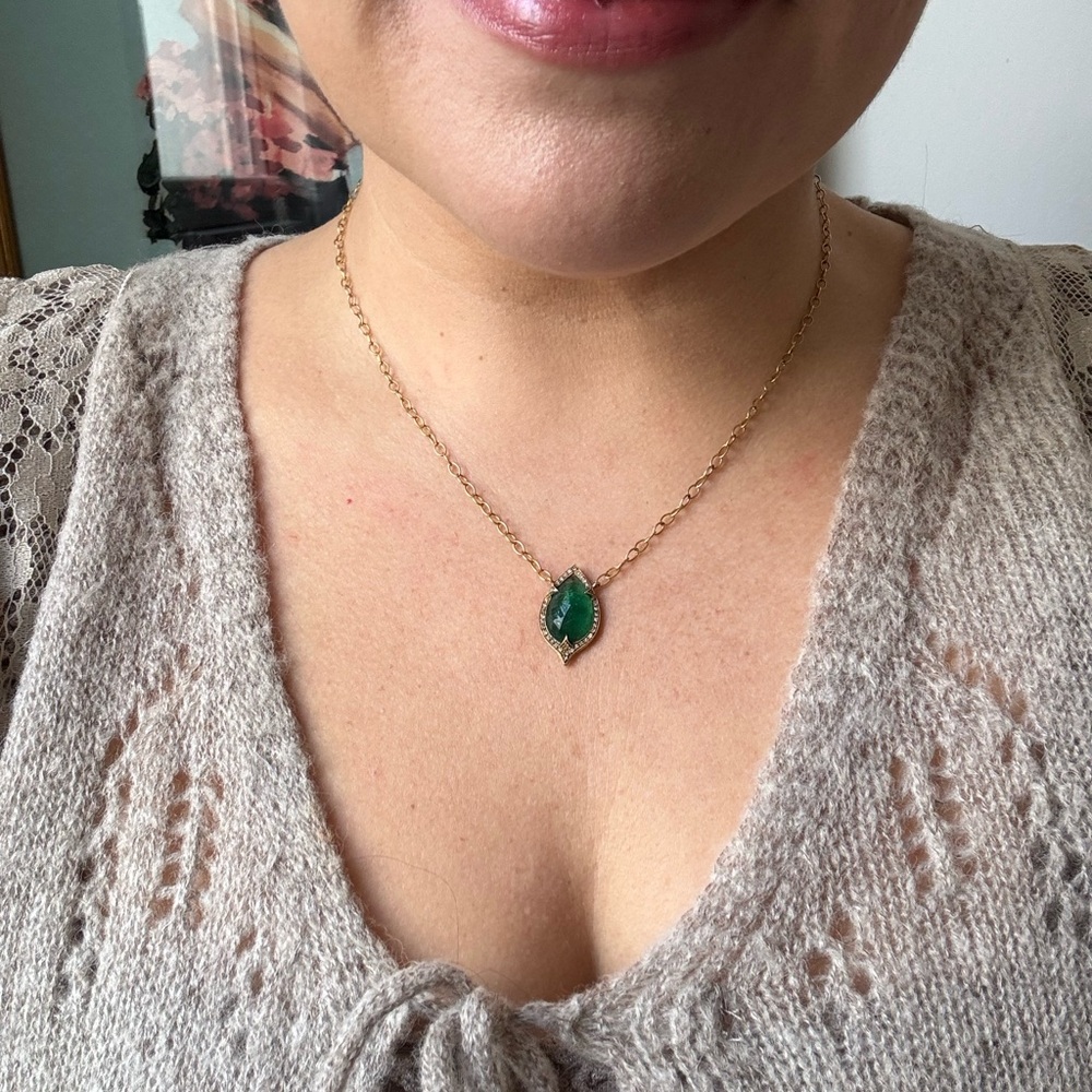 Cathy Waterman Emerald, Diamond & 22k Gold Necklace